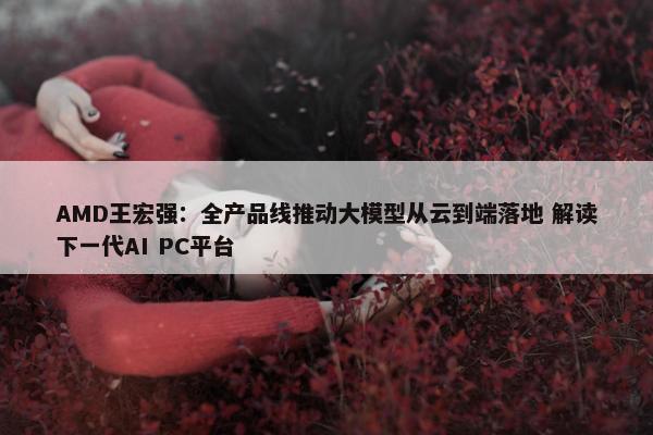 AMD王宏强：全产品线推动大模型从云到端落地 解读下一代AI PC平台