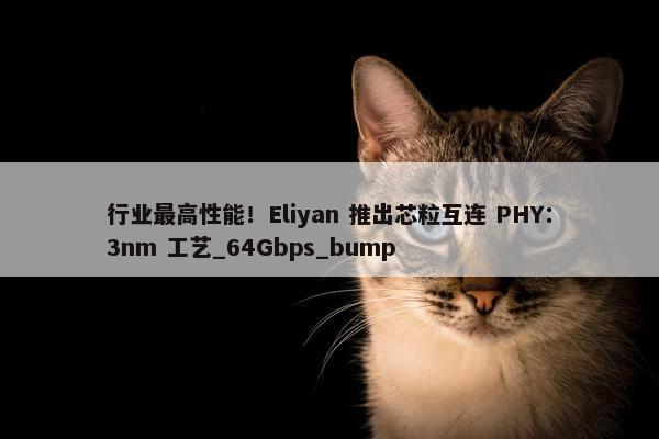 行业最高性能！Eliyan 推出芯粒互连 PHY：3nm 工艺_64Gbps_bump