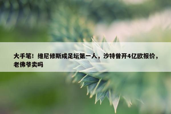 大手笔！维尼修斯成足坛第一人，沙特曾开4亿欧报价，老佛爷卖吗