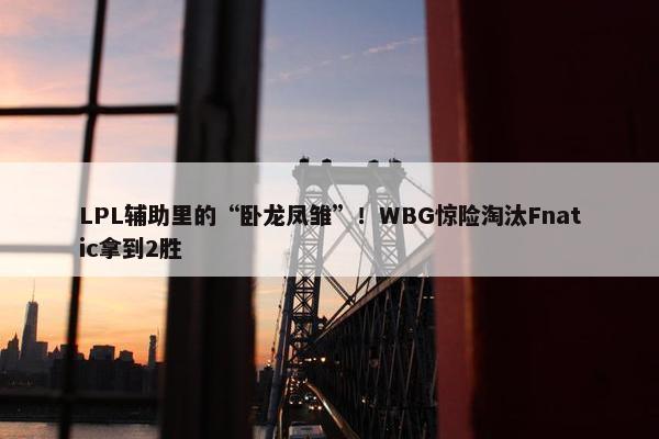 LPL辅助里的“卧龙凤雏”！WBG惊险淘汰Fnatic拿到2胜