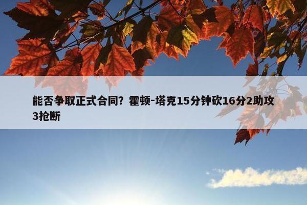 能否争取正式合同？霍顿-塔克15分钟砍16分2助攻3抢断