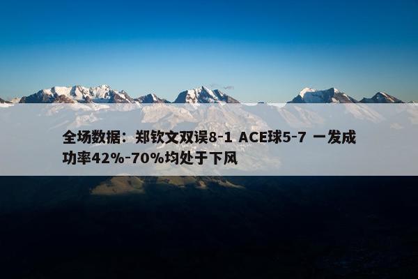 全场数据：郑钦文双误8-1 ACE球5-7 一发成功率42%-70%均处于下风