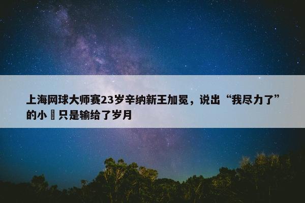 上海网球大师赛23岁辛纳新王加冕，说出“我尽力了”的小徳只是输给了岁月