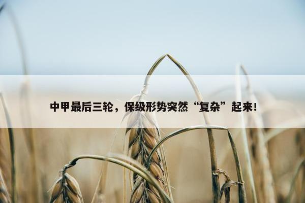 中甲最后三轮，保级形势突然“复杂”起来！