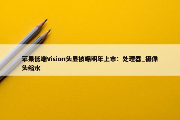 苹果低端Vision头显被曝明年上市：处理器_摄像头缩水