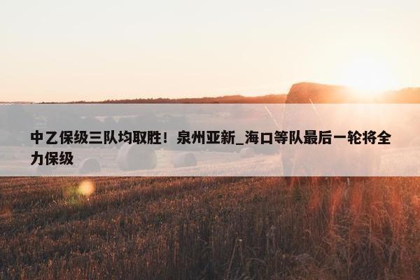 中乙保级三队均取胜！泉州亚新_海口等队最后一轮将全力保级