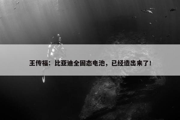 王传福：比亚迪全固态电池，已经造出来了！