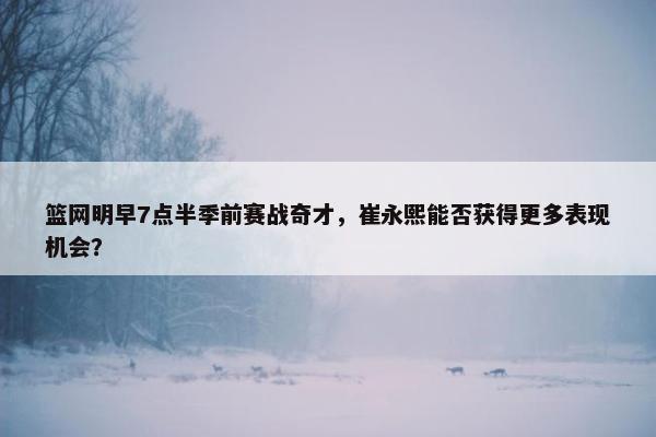 篮网明早7点半季前赛战奇才，崔永熙能否获得更多表现机会？