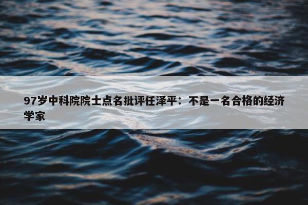 97岁中科院院士点名批评任泽平：不是一名合格的经济学家