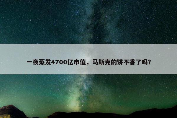 一夜蒸发4700亿市值，马斯克的饼不香了吗？