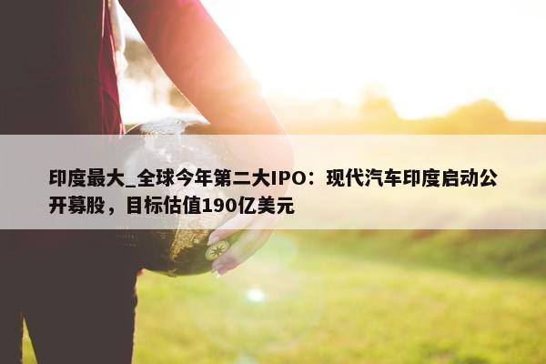 印度最大_全球今年第二大IPO：现代汽车印度启动公开募股，目标估值190亿美元