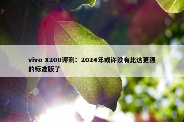 vivo X200评测：2024年或许没有比这更强的标准版了