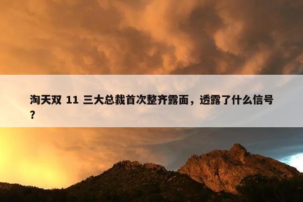 淘天双 11 三大总裁首次整齐露面，透露了什么信号？