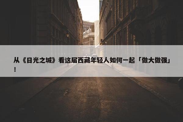 从《日光之城》看这届西藏年轻人如何一起「做大做强」！