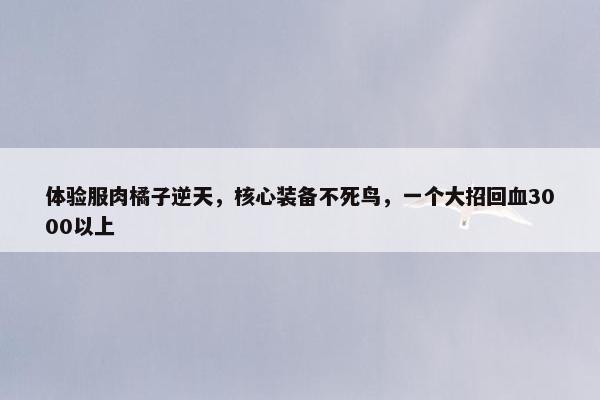 体验服肉橘子逆天，核心装备不死鸟，一个大招回血3000以上