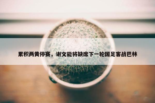 累积两黄停赛，谢文能将缺席下一轮国足客战巴林