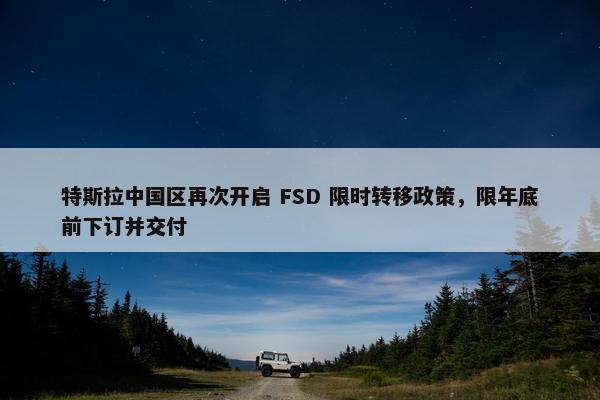 特斯拉中国区再次开启 FSD 限时转移政策，限年底前下订并交付