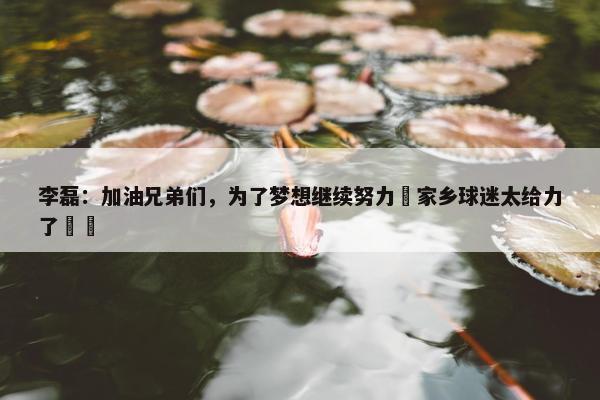 李磊：加油兄弟们，为了梦想继续努力✊家乡球迷太给力了❤️