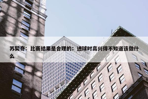 苏契奇：比赛结果是合理的；进球时高兴得不知道该做什么