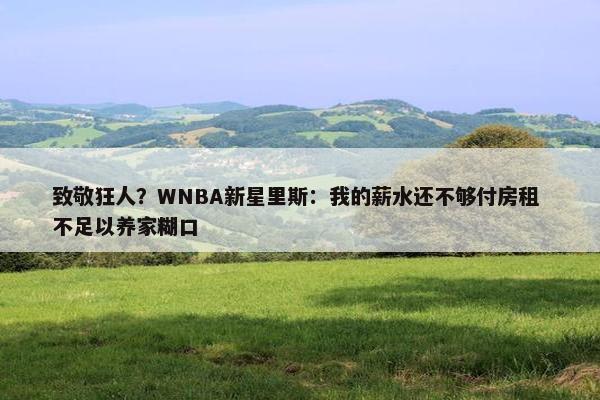 致敬狂人？WNBA新星里斯：我的薪水还不够付房租 不足以养家糊口