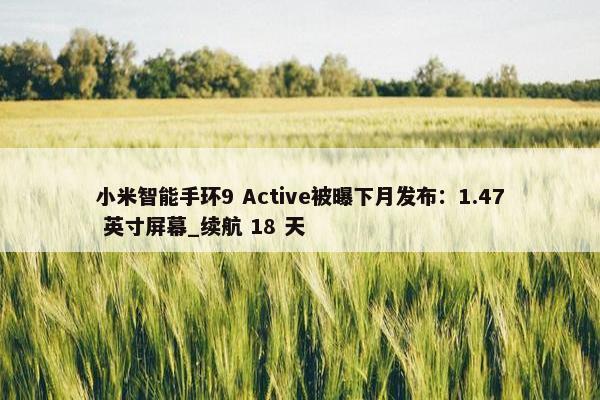 小米智能手环9 Active被曝下月发布：1.47 英寸屏幕_续航 18 天