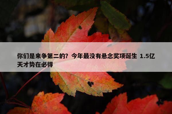 你们是来争第二的？今年最没有悬念奖项诞生 1.5亿天才势在必得