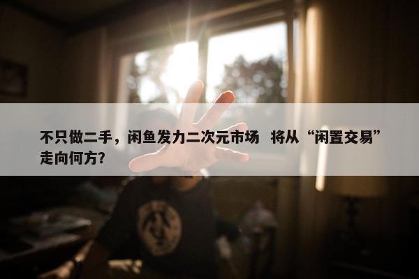 不只做二手，闲鱼发力二次元市场  将从“闲置交易”走向何方？