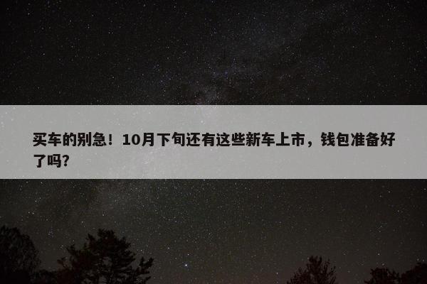 买车的别急！10月下旬还有这些新车上市，钱包准备好了吗？