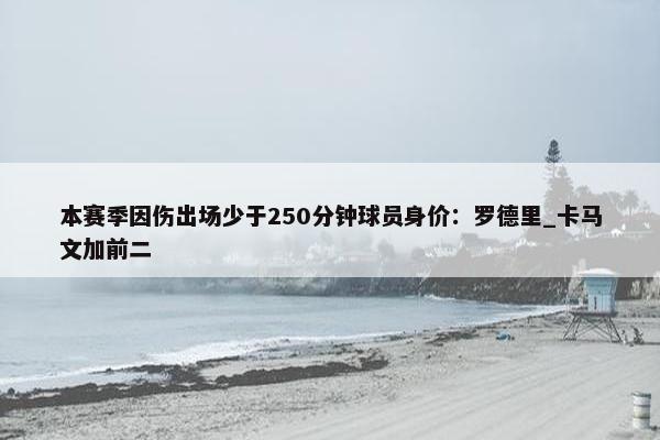 本赛季因伤出场少于250分钟球员身价：罗德里_卡马文加前二