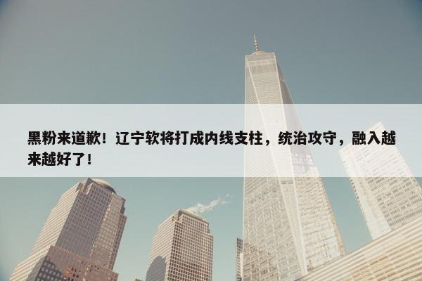 黑粉来道歉！辽宁软将打成内线支柱，统治攻守，融入越来越好了！