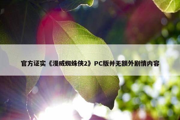 官方证实《漫威蜘蛛侠2》PC版并无额外剧情内容