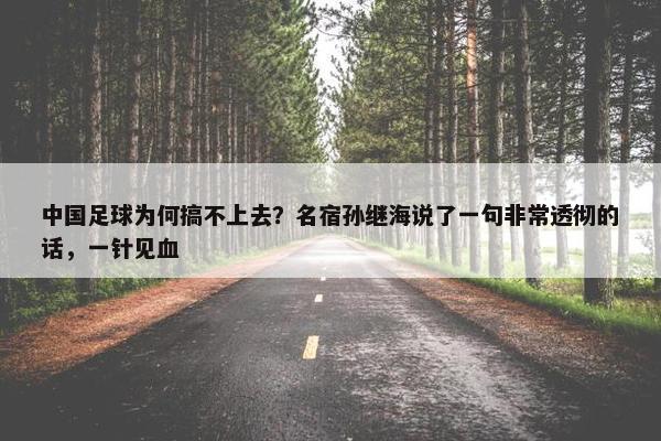 中国足球为何搞不上去？名宿孙继海说了一句非常透彻的话，一针见血