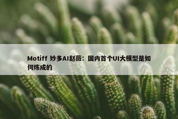 Motiff 妙多AI赵薇：国内首个UI大模型是如何炼成的