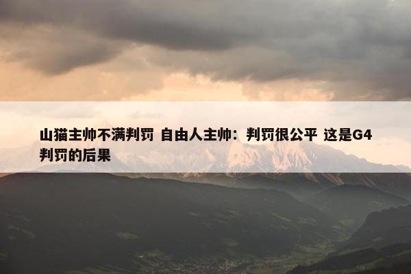 山猫主帅不满判罚 自由人主帅：判罚很公平 这是G4判罚的后果