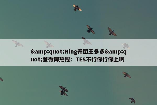 &quot;Ning开团王多多&quot;登微博热搜：TES不行你行你上啊