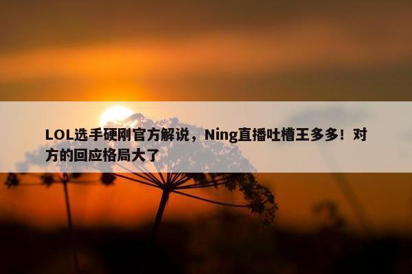 LOL选手硬刚官方解说，Ning直播吐槽王多多！对方的回应格局大了