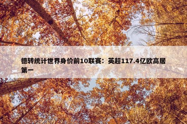 德转统计世界身价前10联赛：英超117.4亿欧高居第一