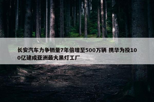 长安汽车力争销量7年倍增至500万辆 携华为投100亿建成亚洲最大黑灯工厂