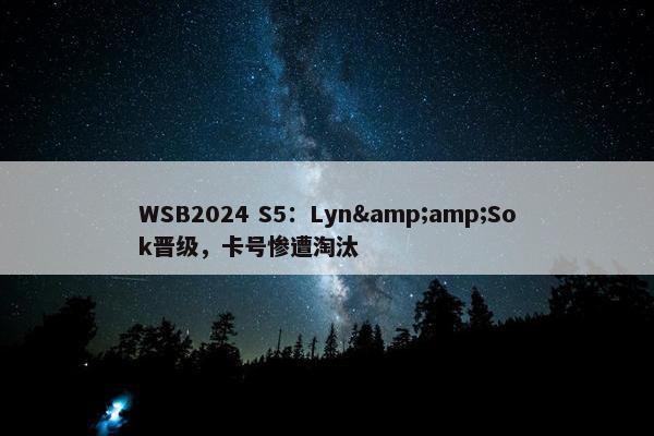 WSB2024 S5：Lyn&amp;Sok晋级，卡号惨遭淘汰