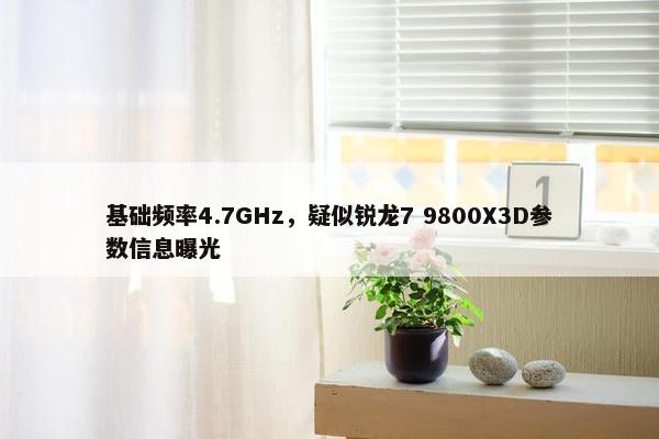 基础频率4.7GHz，疑似锐龙7 9800X3D参数信息曝光