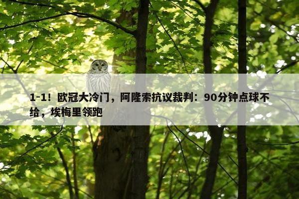 1-1！欧冠大冷门，阿隆索抗议裁判：90分钟点球不给，埃梅里领跑