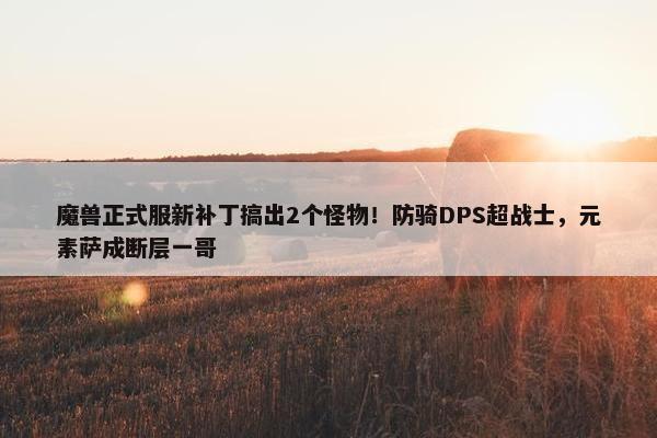 魔兽正式服新补丁搞出2个怪物！防骑DPS超战士，元素萨成断层一哥