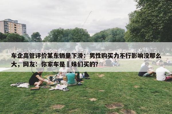 车企高管评价某东销量下滑：男性购买力不行影响没那么大，网友：你家车是媎妹们买的？