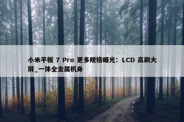 小米平板 7 Pro 更多规格曝光：LCD 高刷大屏_一体全金属机身