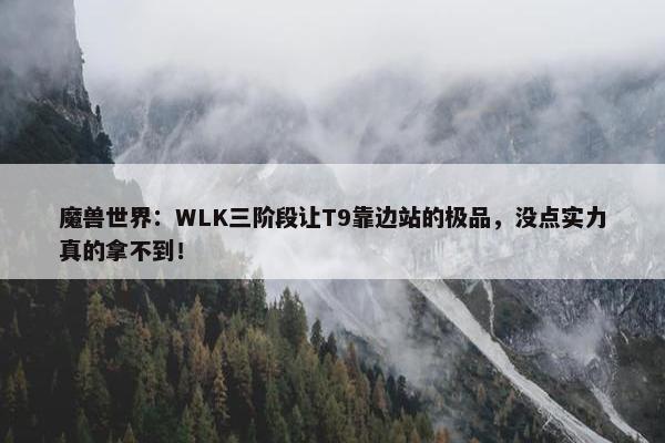 魔兽世界：WLK三阶段让T9靠边站的极品，没点实力真的拿不到！