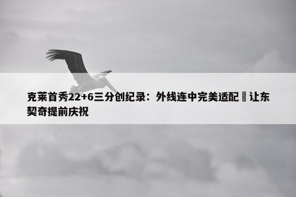 克莱首秀22+6三分创纪录：外线连中完美适配 让东契奇提前庆祝