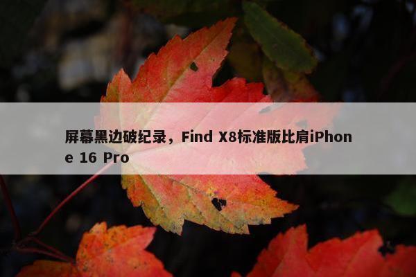 屏幕黑边破纪录，Find X8标准版比肩iPhone 16 Pro