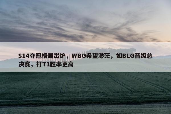 S14夺冠格局出炉，WBG希望渺茫，如BLG晋级总决赛，打T1胜率更高