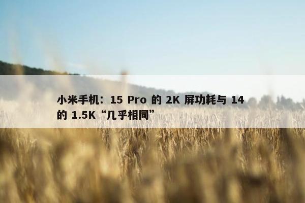 小米手机：15 Pro 的 2K 屏功耗与 14 的 1.5K“几乎相同”