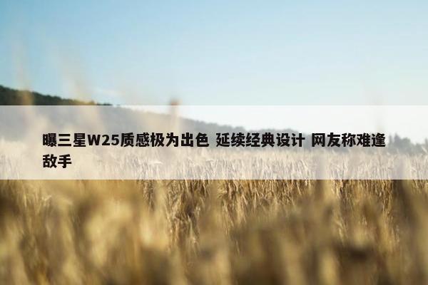 曝三星W25质感极为出色 延续经典设计 网友称难逢敌手